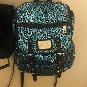Juicy Couture Aqua Sequin Cheetah Backback